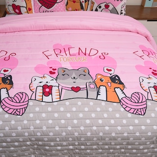 Foto 5 | Colcha Con Funda Y Cojín Individual Elefantito Hogar Bombón Color Rosa Gatitos