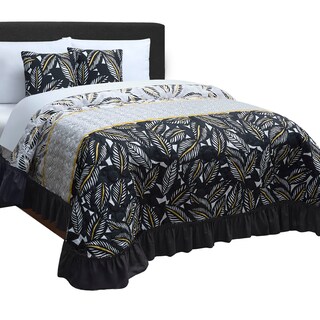 Foto 1 | Colcha Con Cojines King Size Elefantito Hogar Varenna Color Negro Hojas