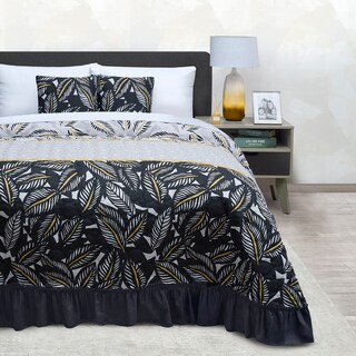 Foto 3 | Colcha Con Cojines King Size Elefantito Hogar Varenna Color Negro Hojas