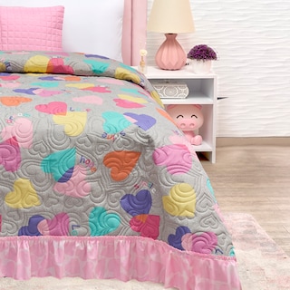 Foto 4 | Colcha Con Cojín Individual Elefantito Hogar Wish Multicolor Corazones