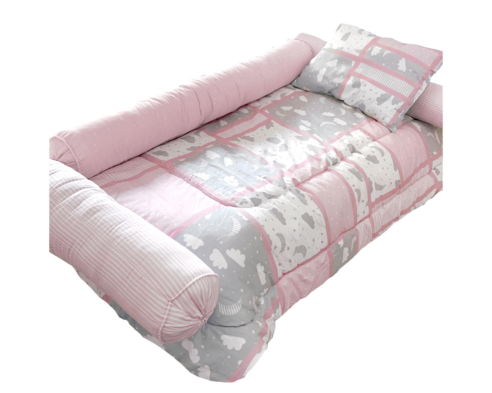 Set Edredón Bebé Polo One Nubes Rosa 100% Poliéster Tamaño Cama Cuna