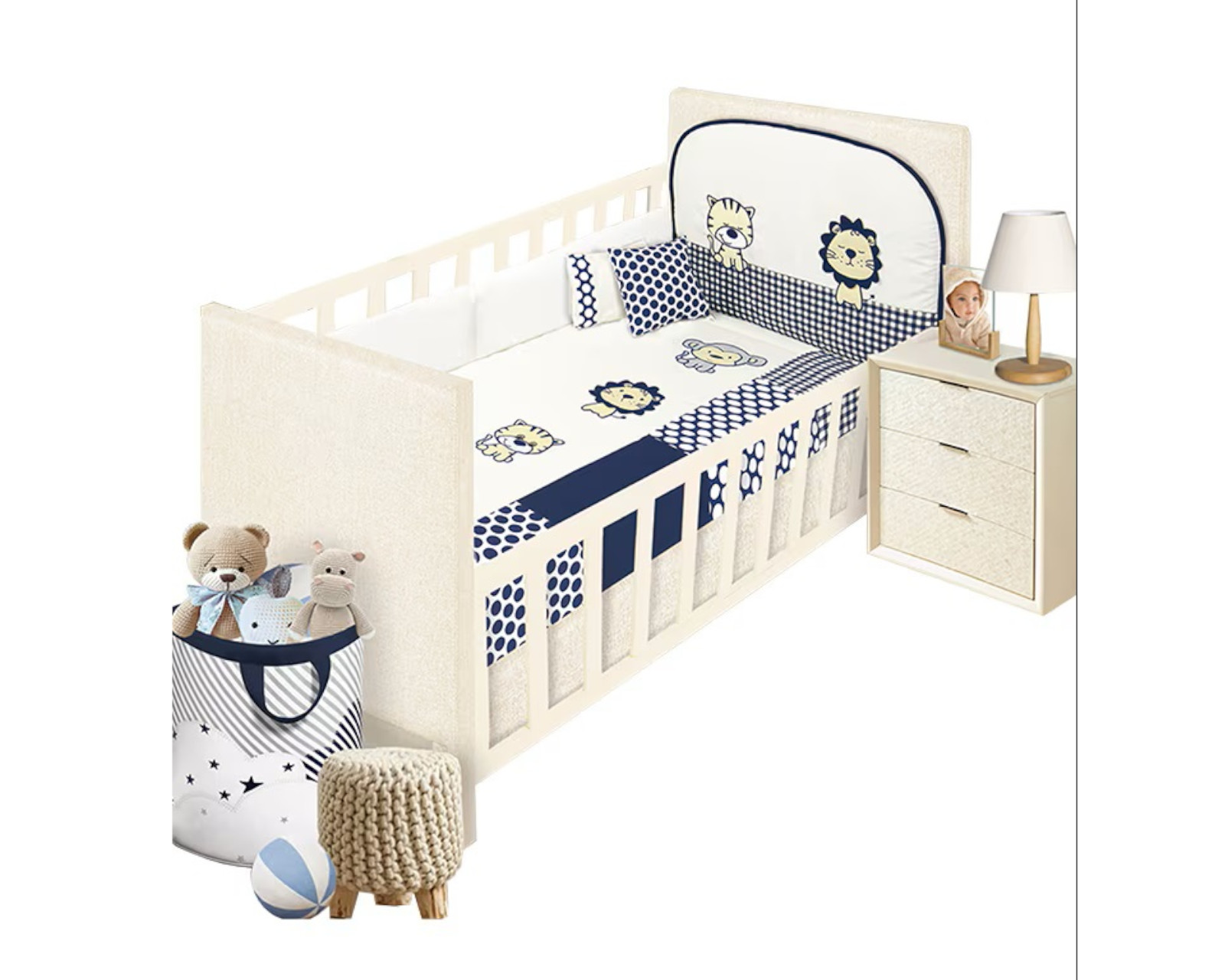 Foto 1 | Set Edredon Cuna Cama Corral Baby Baby 6 Piezas Boy Felinos