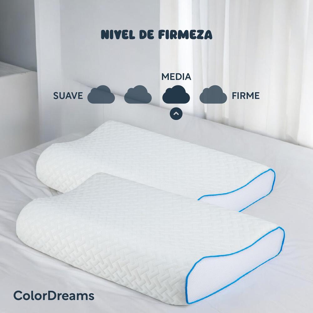 Foto 4 pulgar | Almohada Ortopédica 2 Pzas Espuma Viscoelástica Colordreams