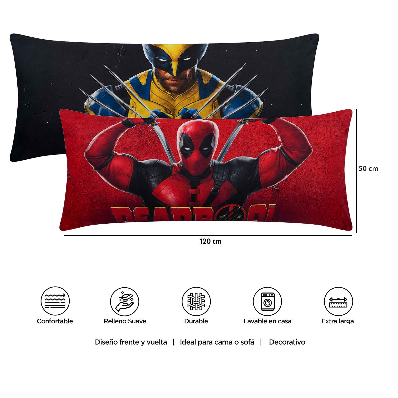 Foto 8 pulgar | Almohada Súper Jumbo Deadpool Rebels