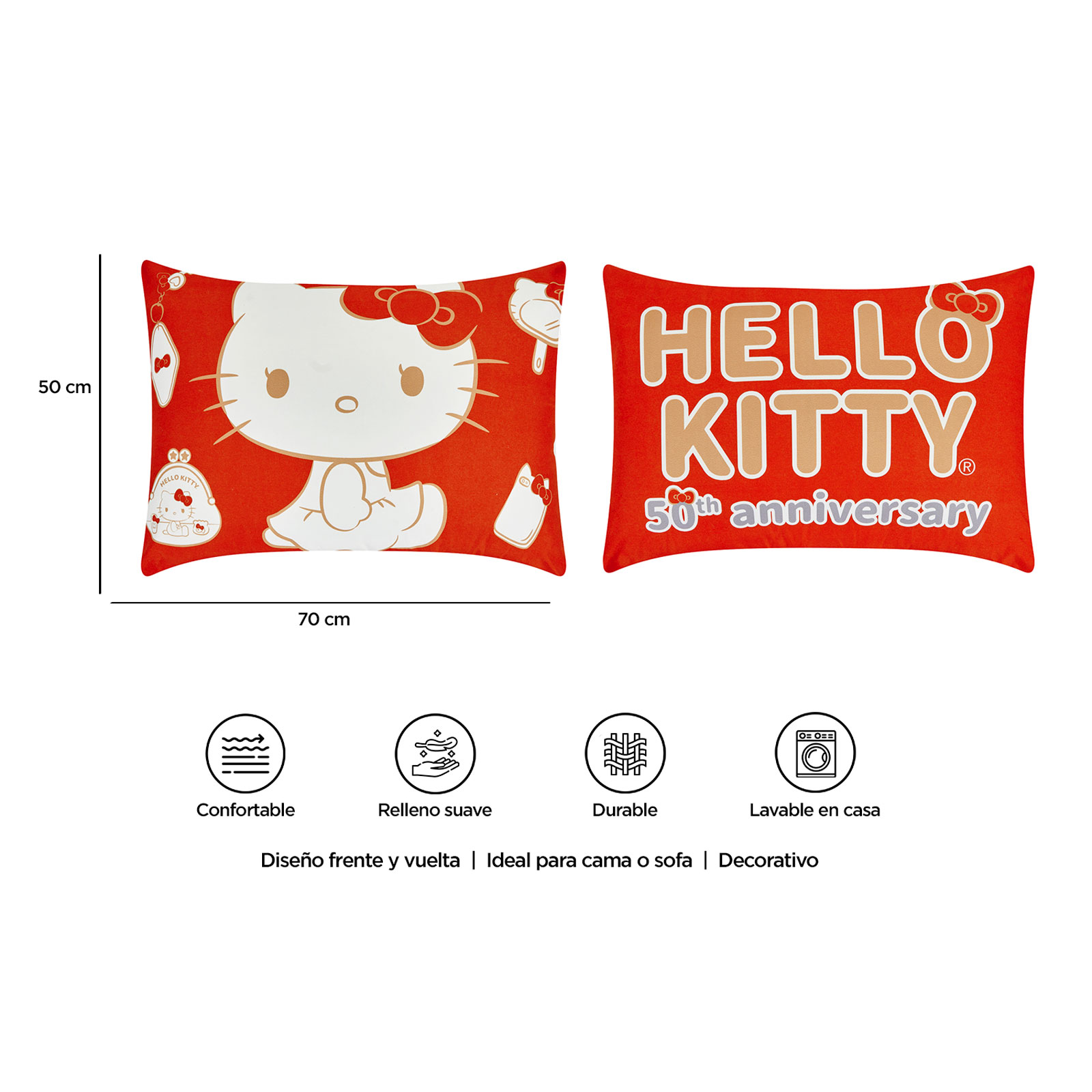 Foto 7 | Almohada Reversible Hello Kitty 50 Aniversario