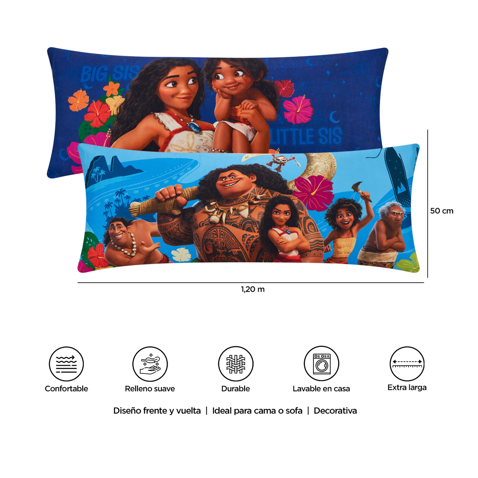 Foto 9 pulgar | Almohada Súper Jumbo Moana Big