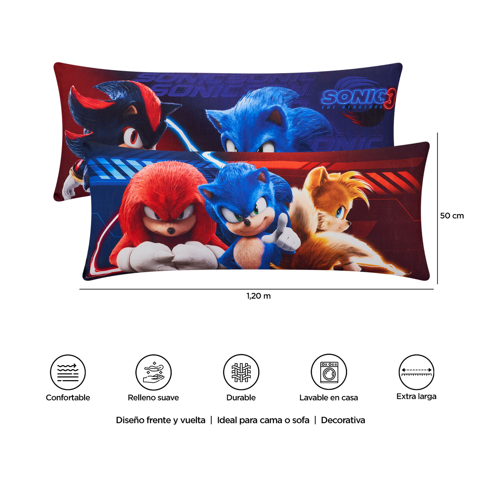 Foto 9 pulgar | Almohada Súper Jumbo Sonic Furia