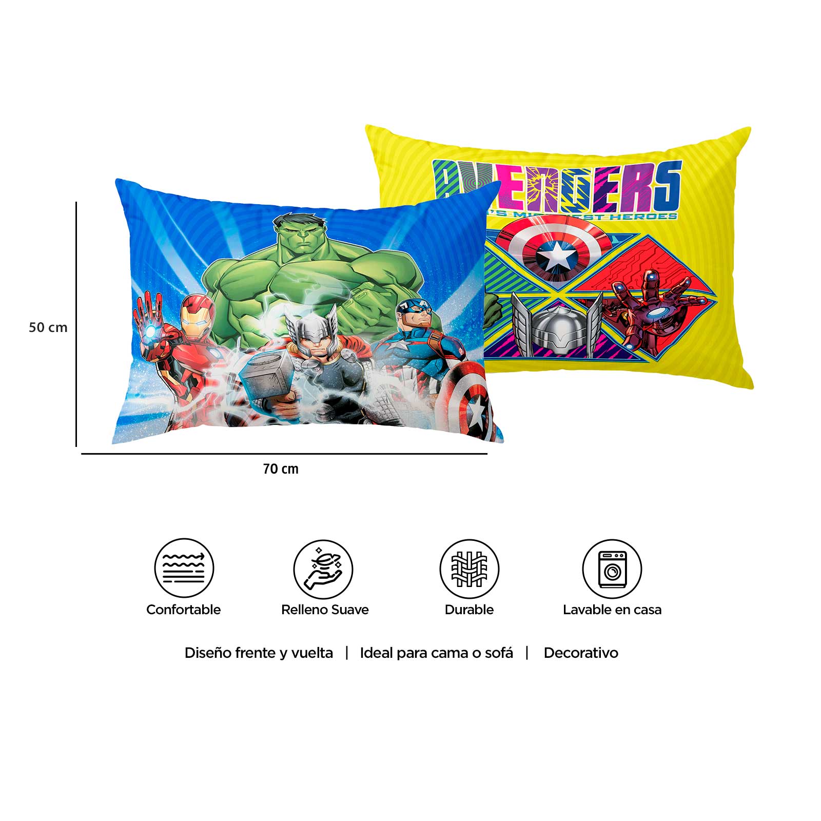 Foto 6 pulgar | Almohada Reversible Avengers Escudos