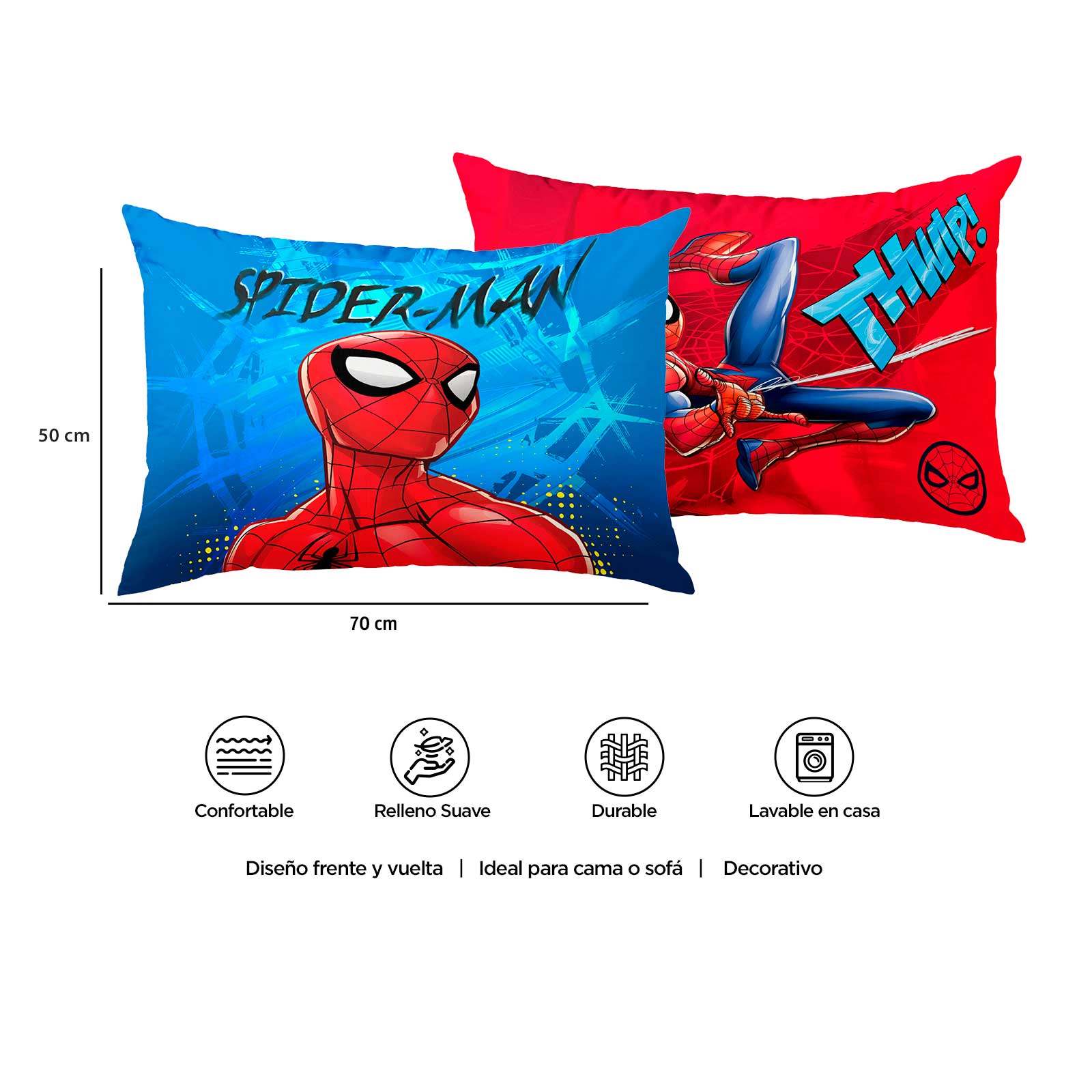 Foto 5 pulgar | Almohada Reversible Spider Man Hit