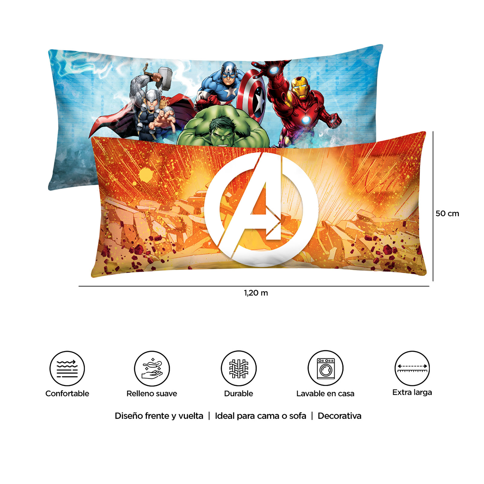 Foto 5 pulgar | Almohada Súper Jumbo Avengers Protection