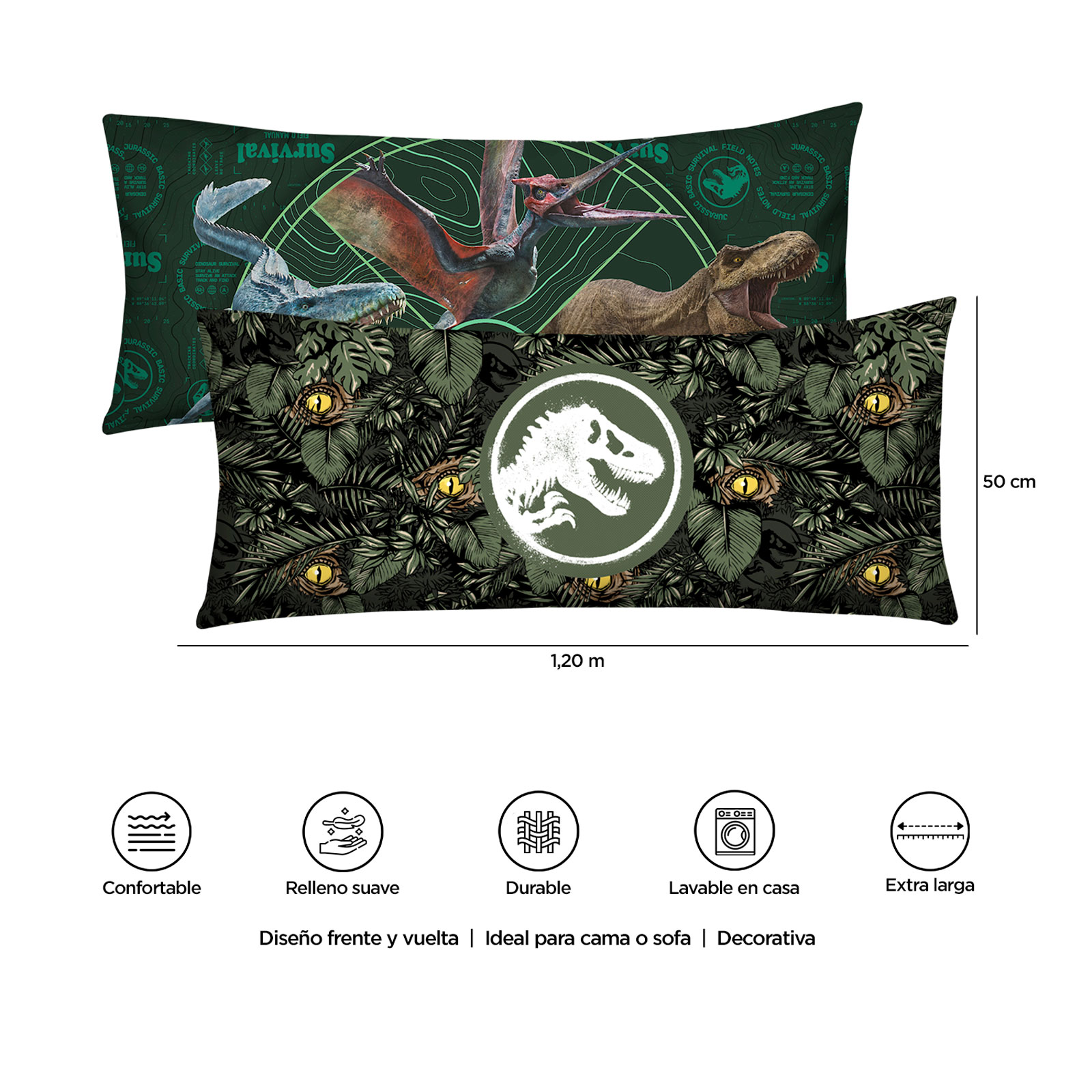 Foto 6 pulgar | Almohada Súper Jumbo Jurassic World Survival