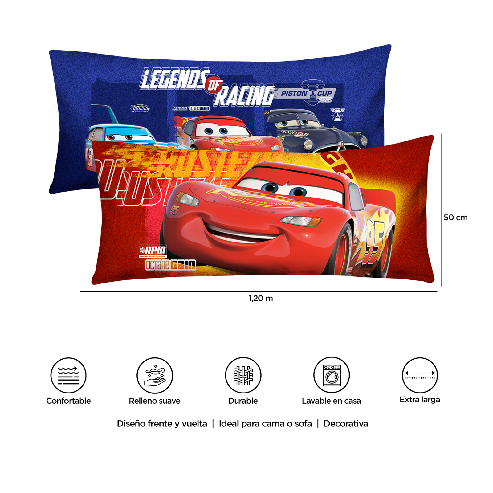 Foto 5 pulgar | Almohada Súper Jumbo Cars Legends
