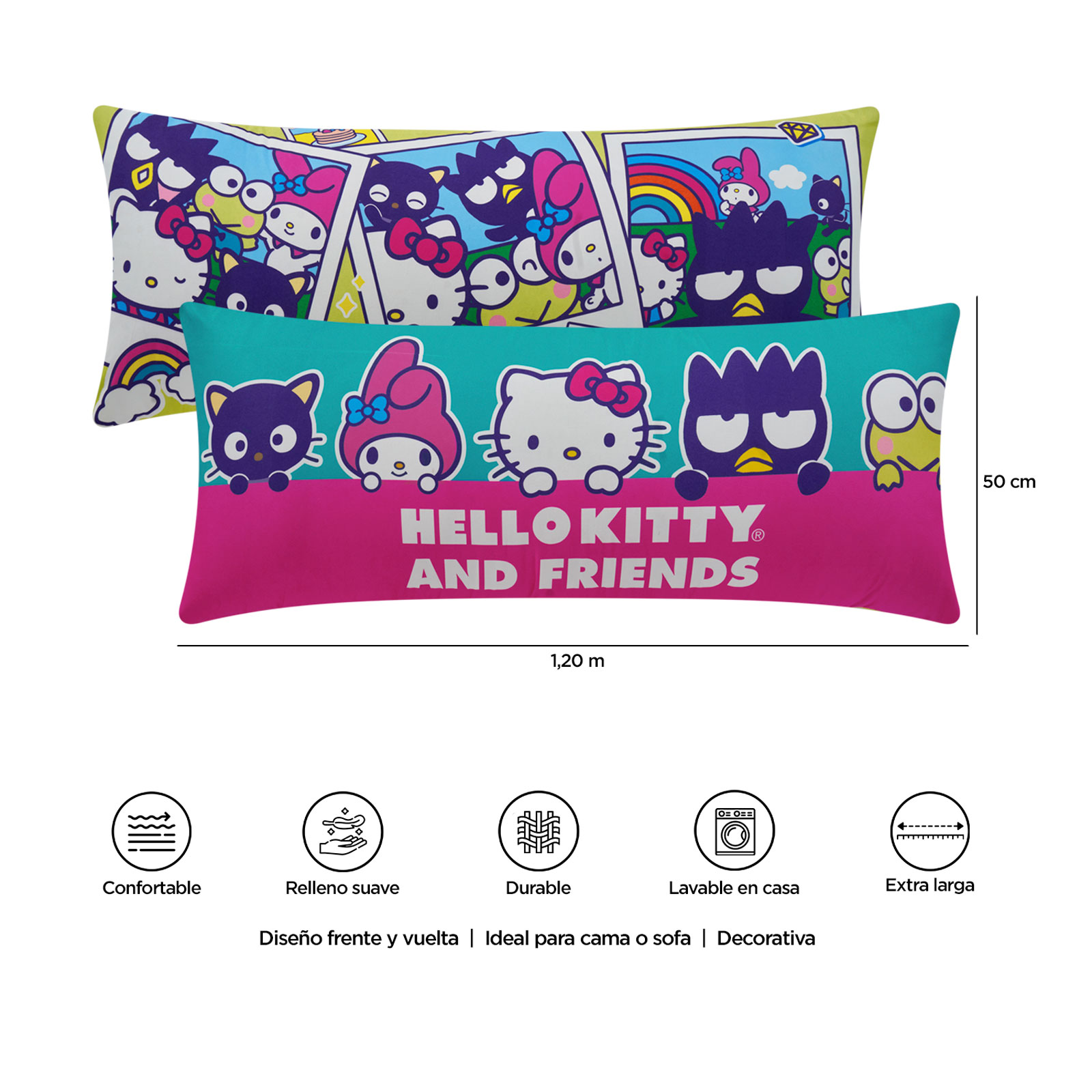 Foto 9 pulgar | Almohada Súper Jumbo Hello Kitty Friends