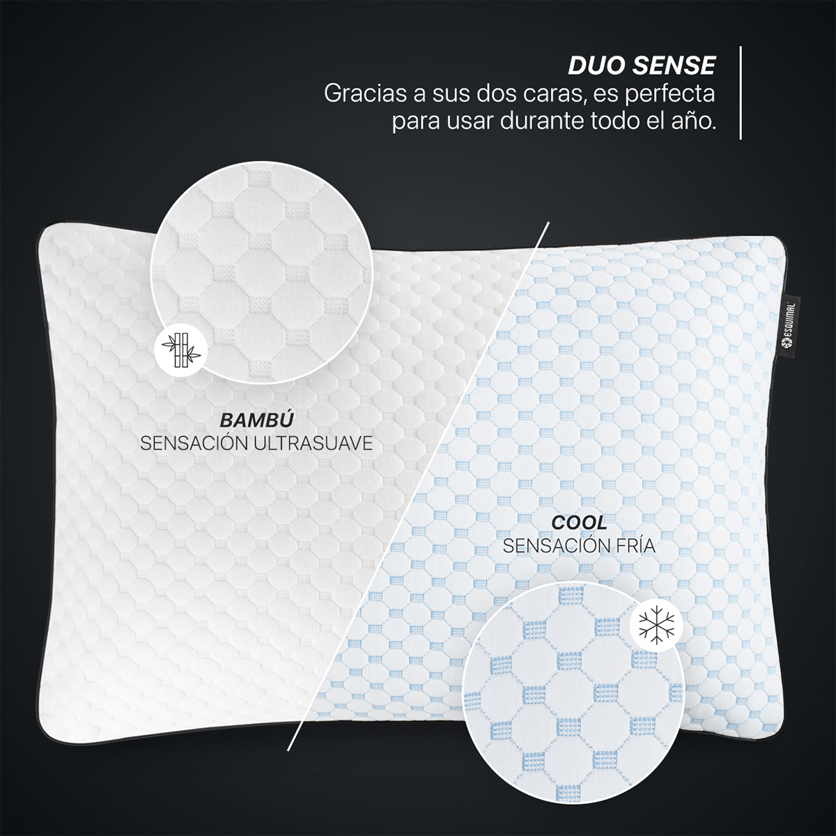Foto 3 pulgar | Almohada Cool +bamboo Esquimal Memory Foam Estandar Ajustable Hipoalergénica