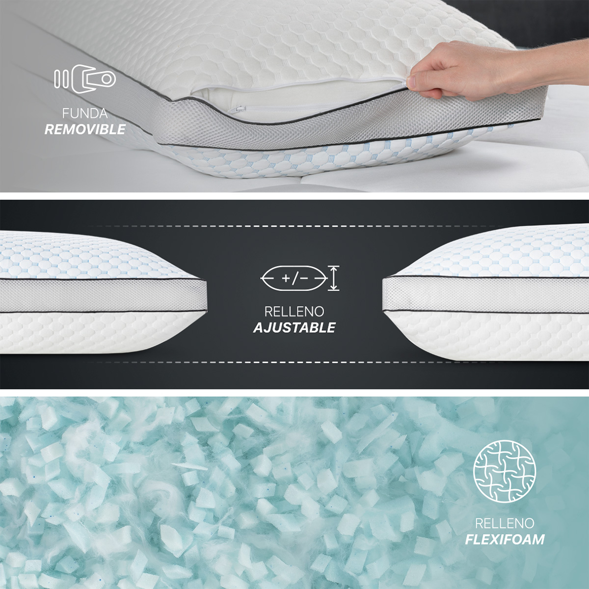 Foto 4 pulgar | Almohada Cool +bamboo Esquimal Memory Foam Estandar Ajustable Hipoalergénica