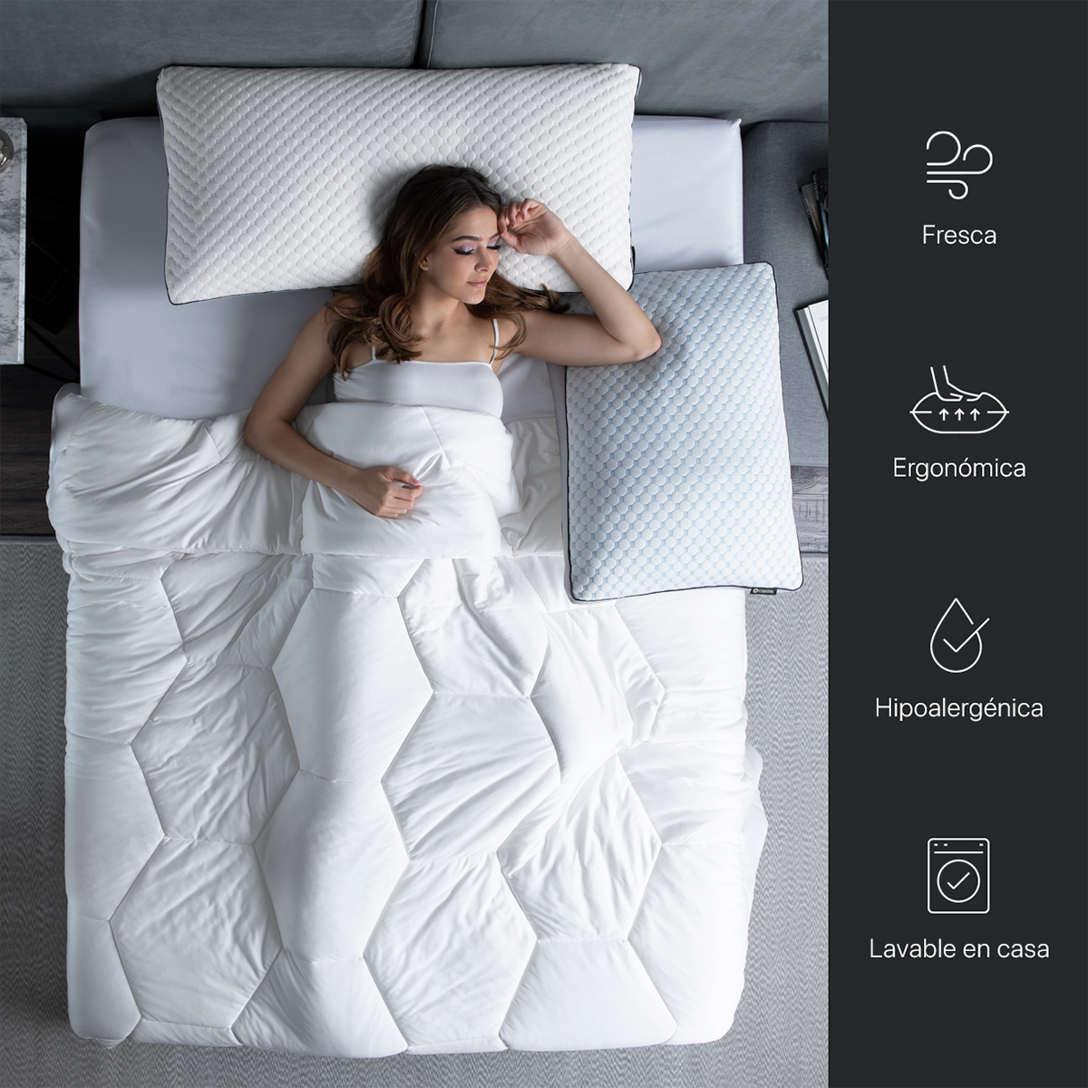 Foto 5 pulgar | Almohada Cool +bamboo Esquimal Memory Foam Estandar Ajustable Hipoalergénica