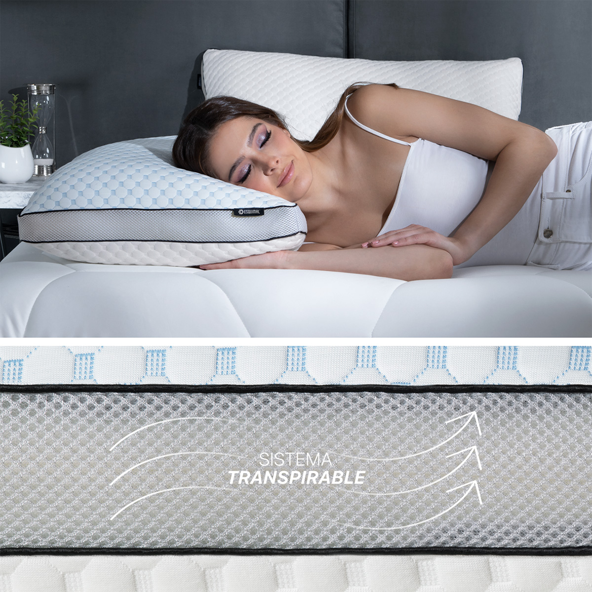 Foto 8 pulgar | Almohada Cool +bamboo Esquimal Memory Foam Estandar Ajustable Hipoalergénica