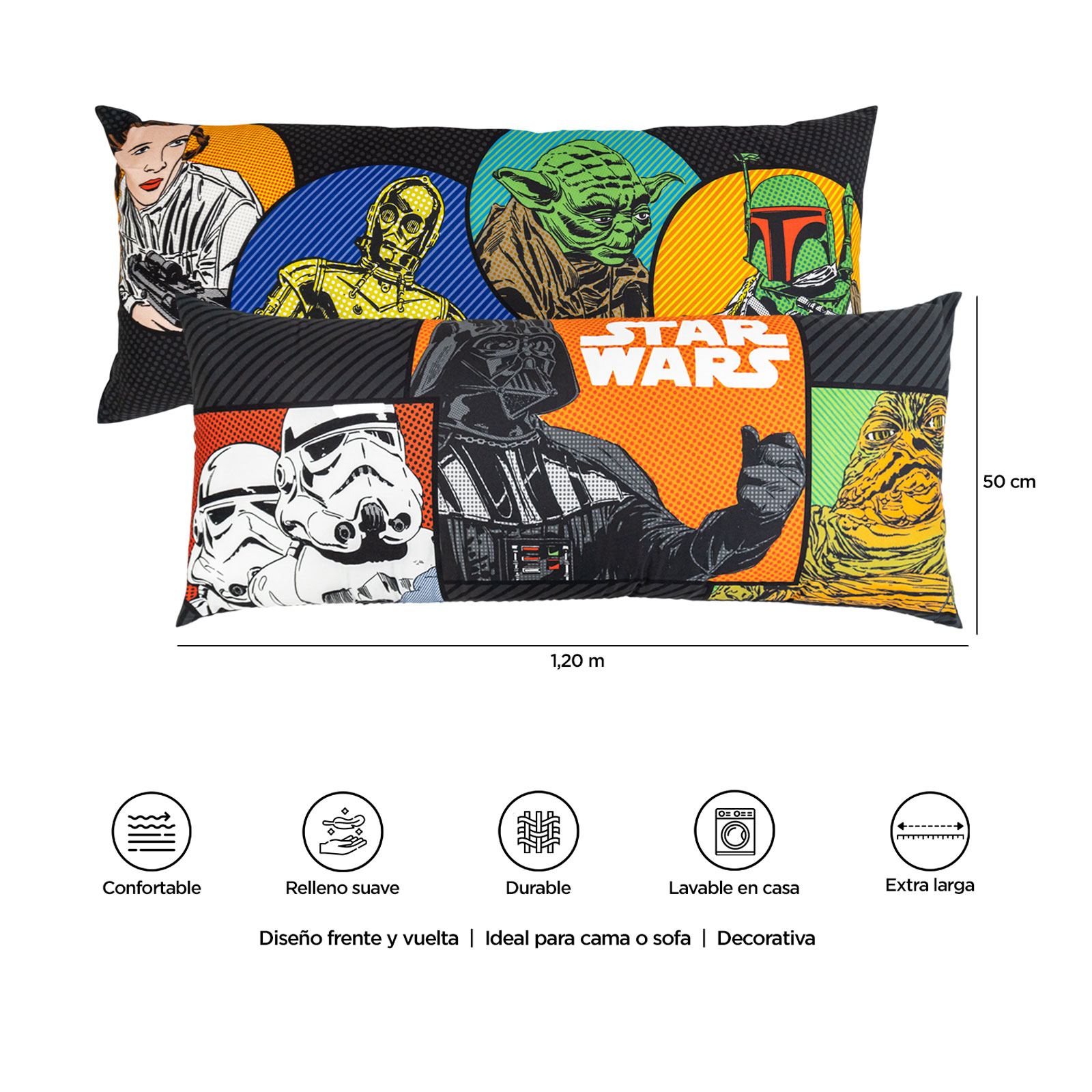 Foto 9 pulgar | Almohada Súper Jumbo Star Wars Force