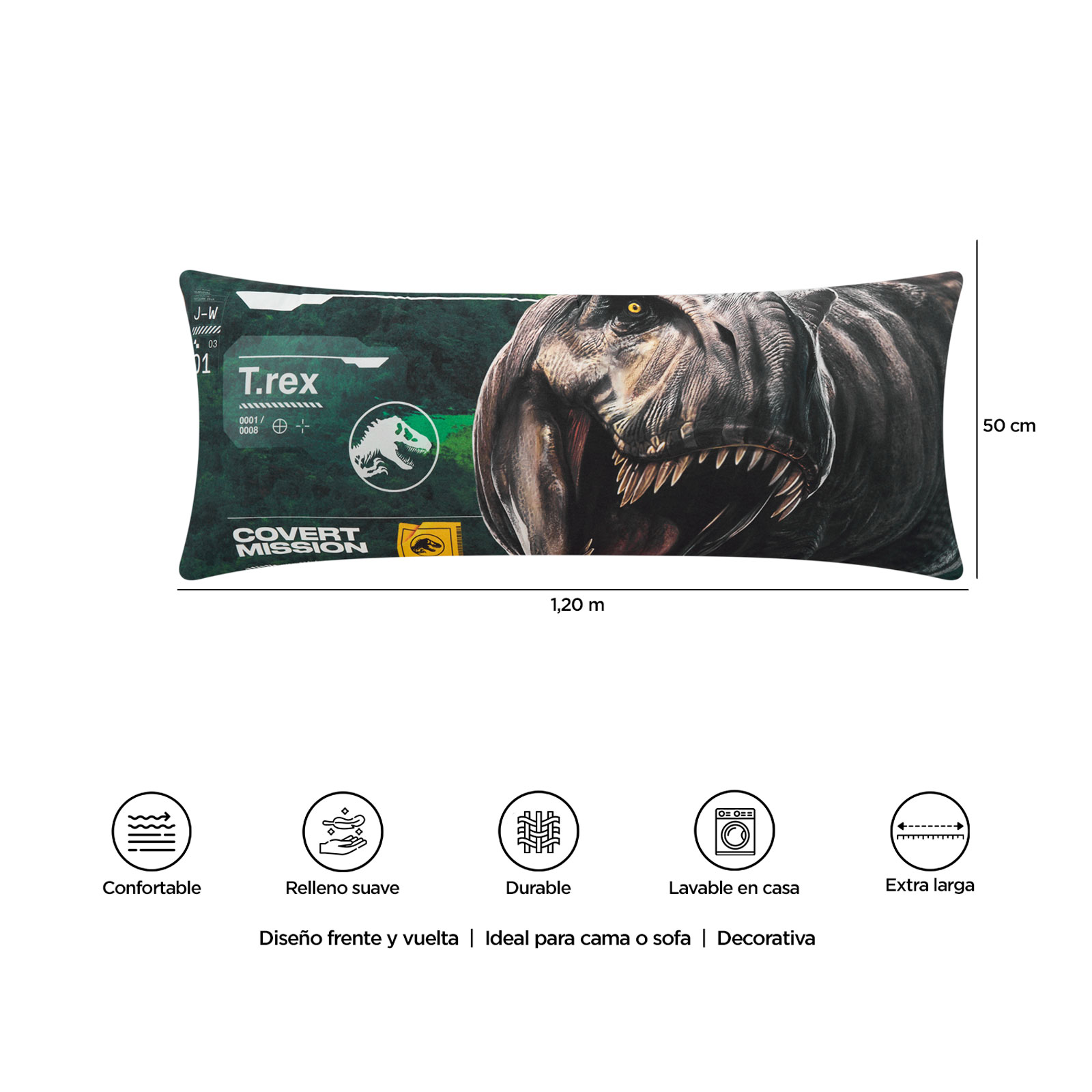 Foto 9 pulgar | Almohada Súper Jumbo Jurassic World Rex