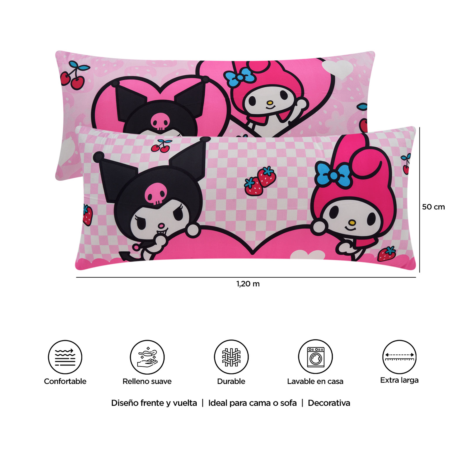 Foto 9 pulgar | Almohada Súper Jumbo Kuromi Y My Melody