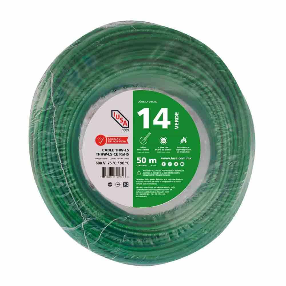 Foto 2 pulgar | Cable Thhw-ls Rohs Calibre 14 Awg Verde 50m