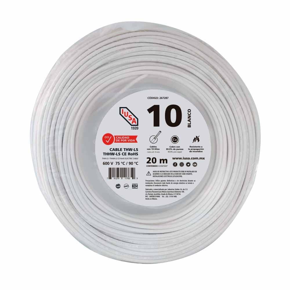 Foto 2 pulgar | Cable Thhw-ls Rohs Calibre 10 Awg Blanco 20m