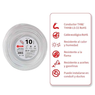 Foto 3 | Cable Thhw-ls Rohs Calibre 10 Awg Blanco 20m