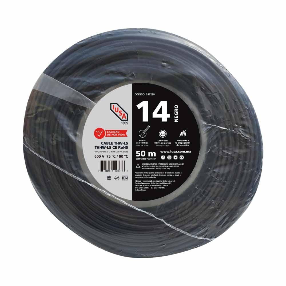 Foto 2 pulgar | Cable Thhw-ls Rohs Calibre 14 Awg Negro 50m