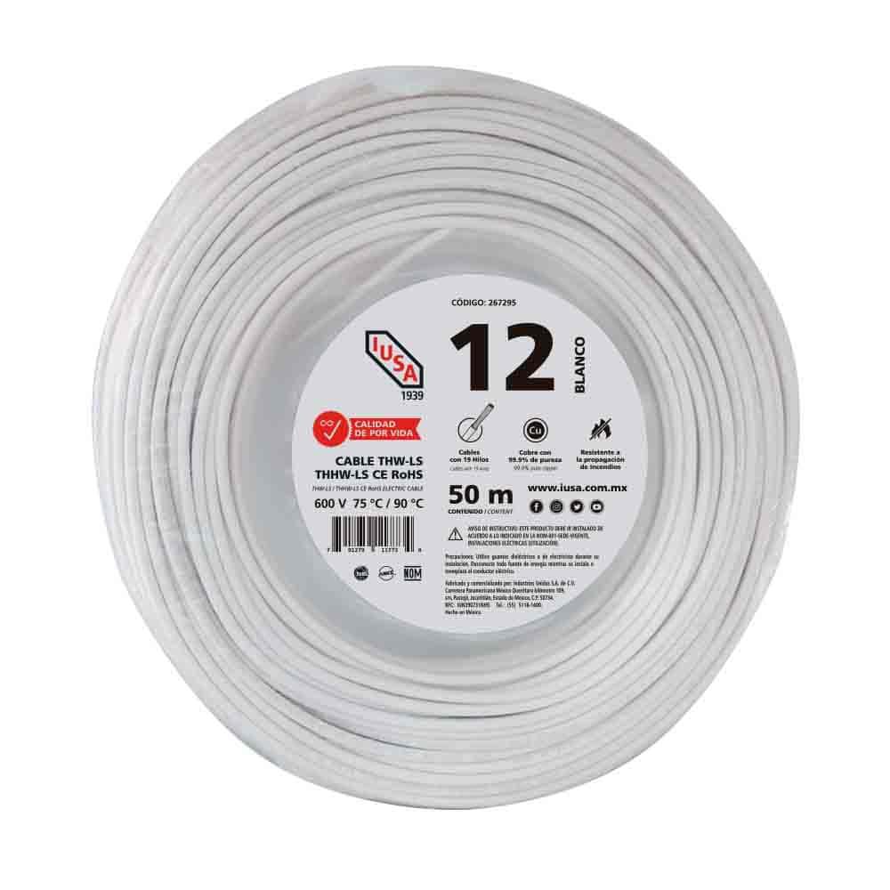 Foto 2 pulgar | Cable Thhw-ls Rohs Calibre 12 Awg Blanco 50m