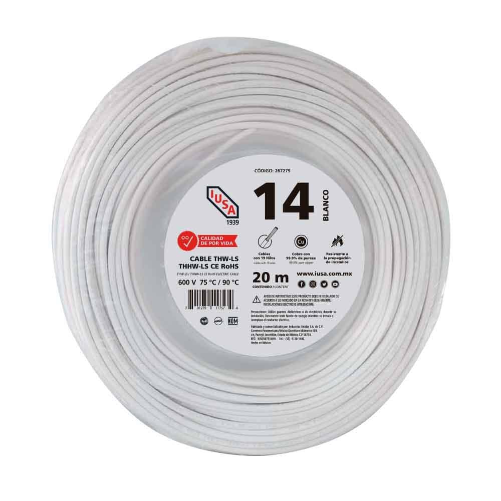 Foto 2 pulgar | Cable Thhw-ls Rohs Calibre 14 Awg Blanco 20m