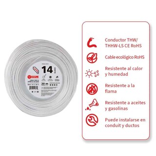 Foto 2 | Cable Thhw-ls Rohs Calibre 14 Awg Blanco 20m