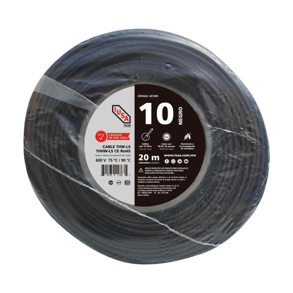 Foto 2 pulgar | Cable Thhw-ls Rohs Calibre 10 Awg Negro 20m