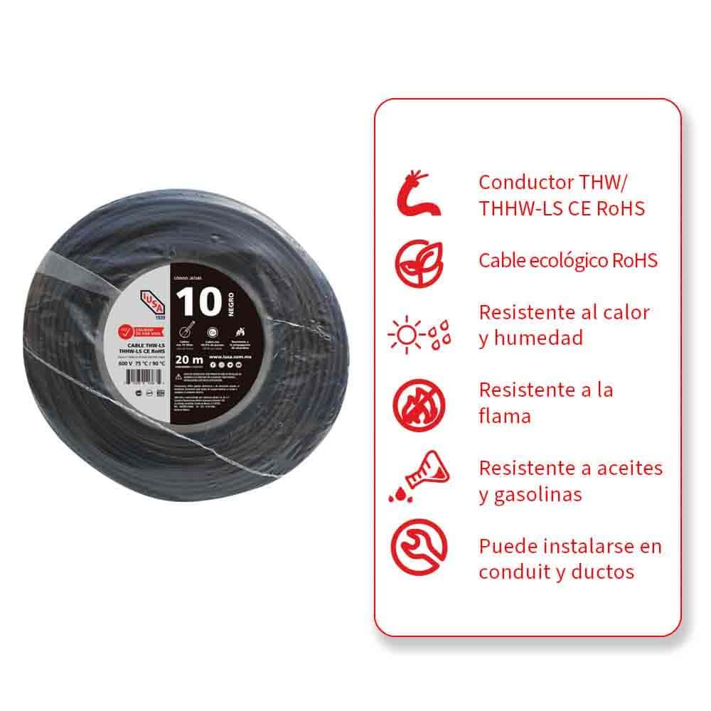 Foto 3 pulgar | Cable Thhw-ls Rohs Calibre 10 Awg Negro 20m