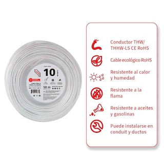 Foto 3 | Cable Thhw-ls Rohs Calibre 10 Awg Blanco 50m