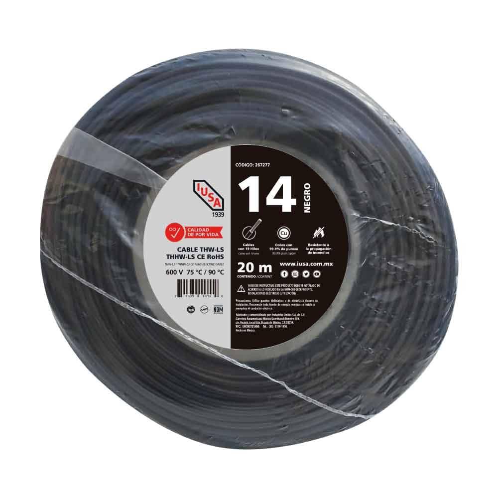 Foto 2 pulgar | Cable Thhw-ls Rohs Calibre 14 Awg Negro 20m