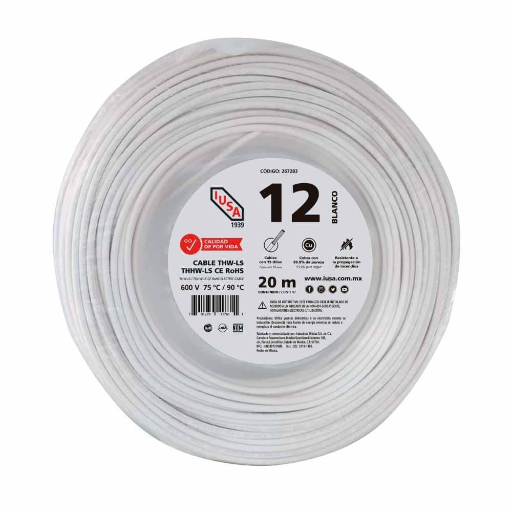 Foto 2 pulgar | Cable Thhw-ls Rohs Calibre 12 Awg Blanco 20m