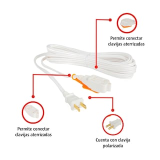 Foto 3 | Extensión Eléctrica Iusa color Blanco de 16 Awg de 10 Metros