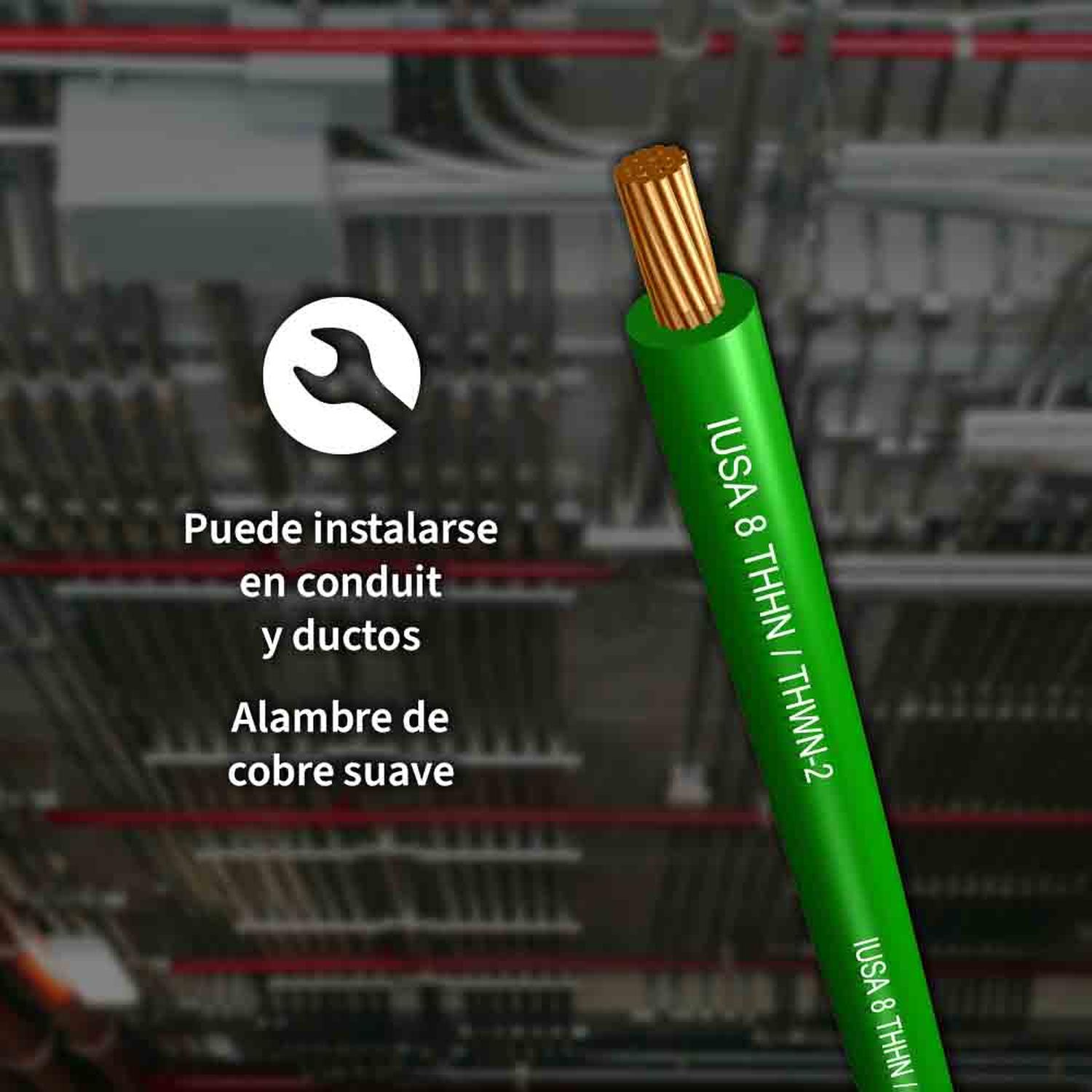 Foto 4 pulgar | Cable de Cobre IUSA THW-LS-THHW-LS CE-RoHS color Verde