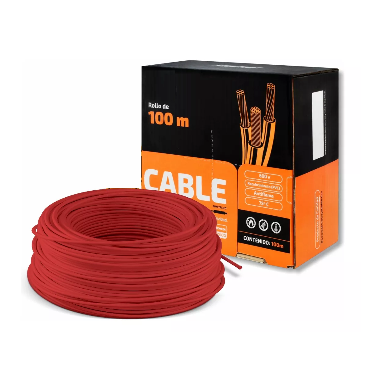 Foto 4 pulgar | Caja De Cable Eléctrico Calibre 14 Thw Cca 100m  Eo Safe Imports Esi-9259 Rojo