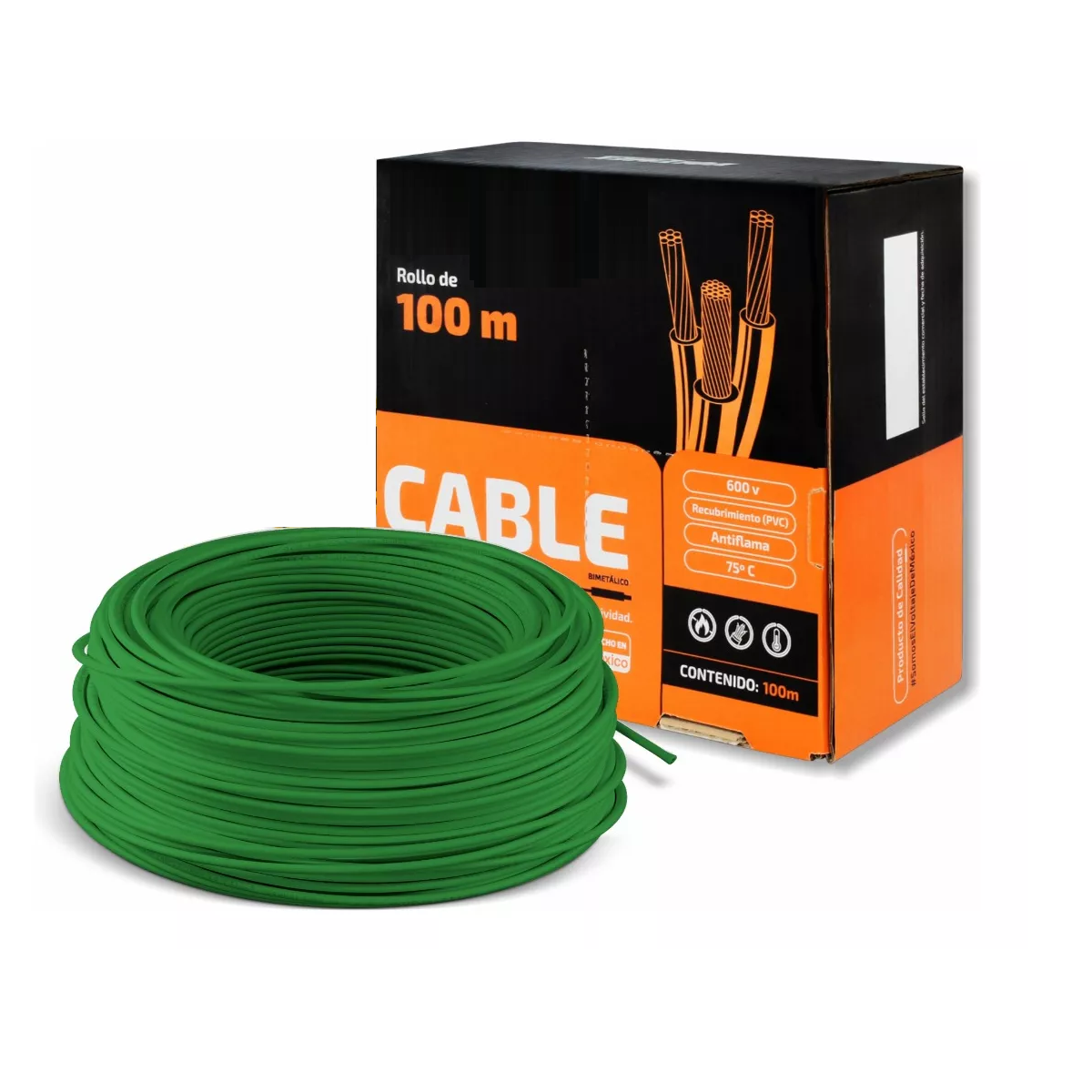 Foto 5 pulgar | Cable Eléctrico Thw Calibre 10 Cca 100m 600 V Verde  Eo Safe Imports Esi-9258 Verde