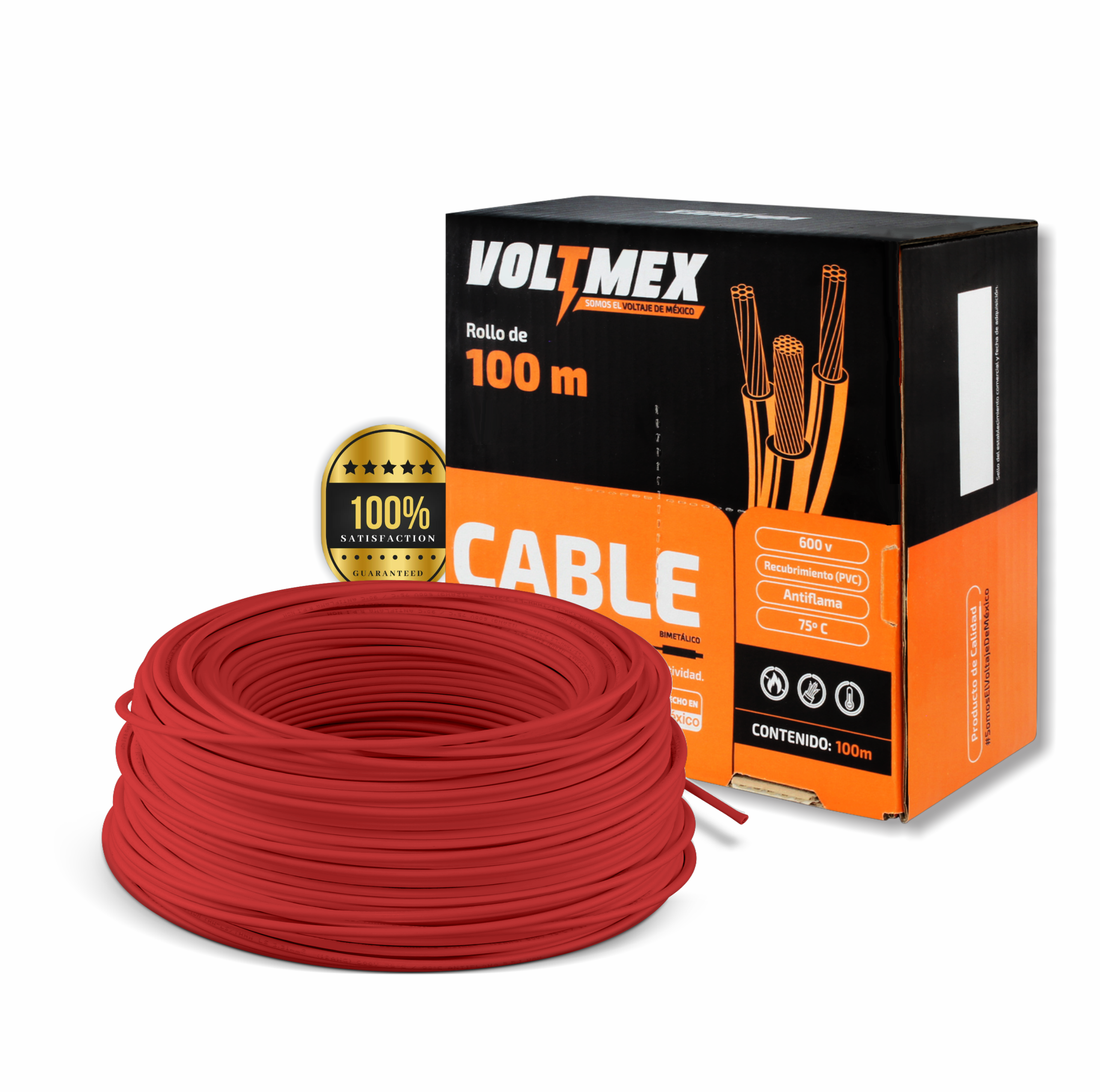 Cable Eléctrico Voltmex Calibre 14 Rojo 100 m