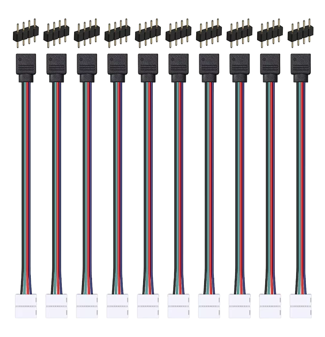 Conector Broche Con Cable 4 Pines Macho Tiras 20 Pzs Led Rgb