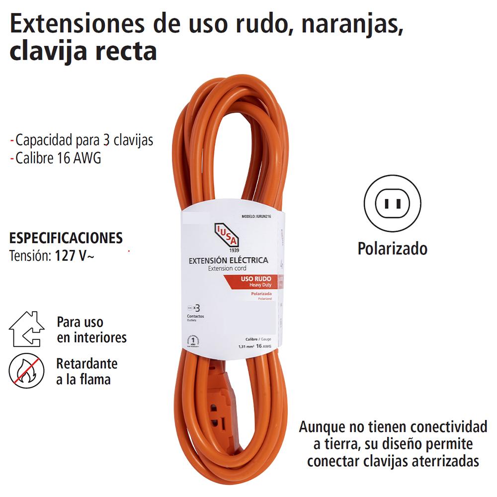 Foto 5 pulgar | Extensión de Uso Rudo Iusa Clavija Recta 30m Naranja