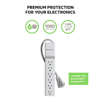 Foto 3 | Protector Contra Sobretensiones Power Strip Belkin, 6 Salidas, 720 Julios, Blanco - Venta Internacional.