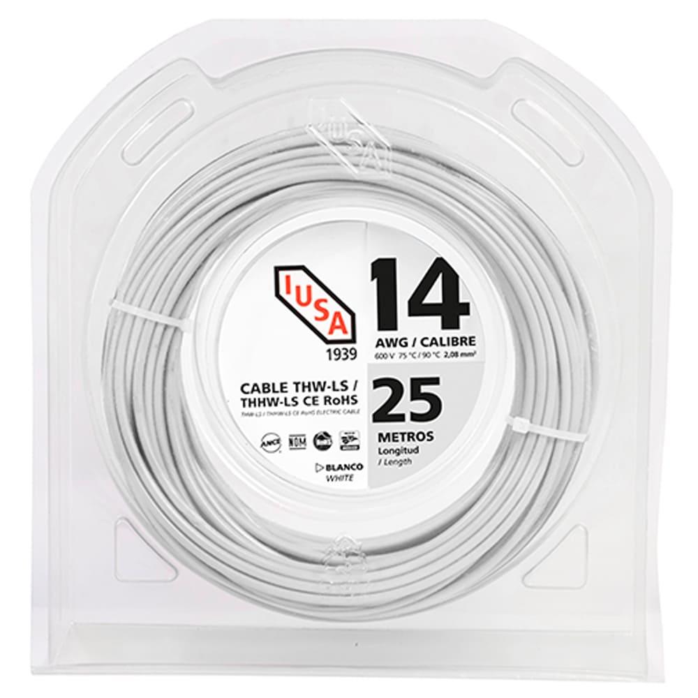 Cable Thhw-ls, 25 M., Clamshell, 14 Awg, Iusa Blanco