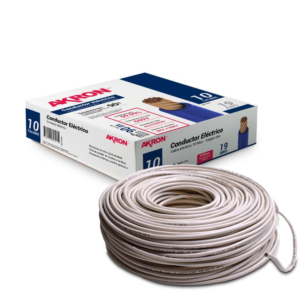 Foto 1 | Cable De Cobre Akron Calibre 10 90mts Blanco