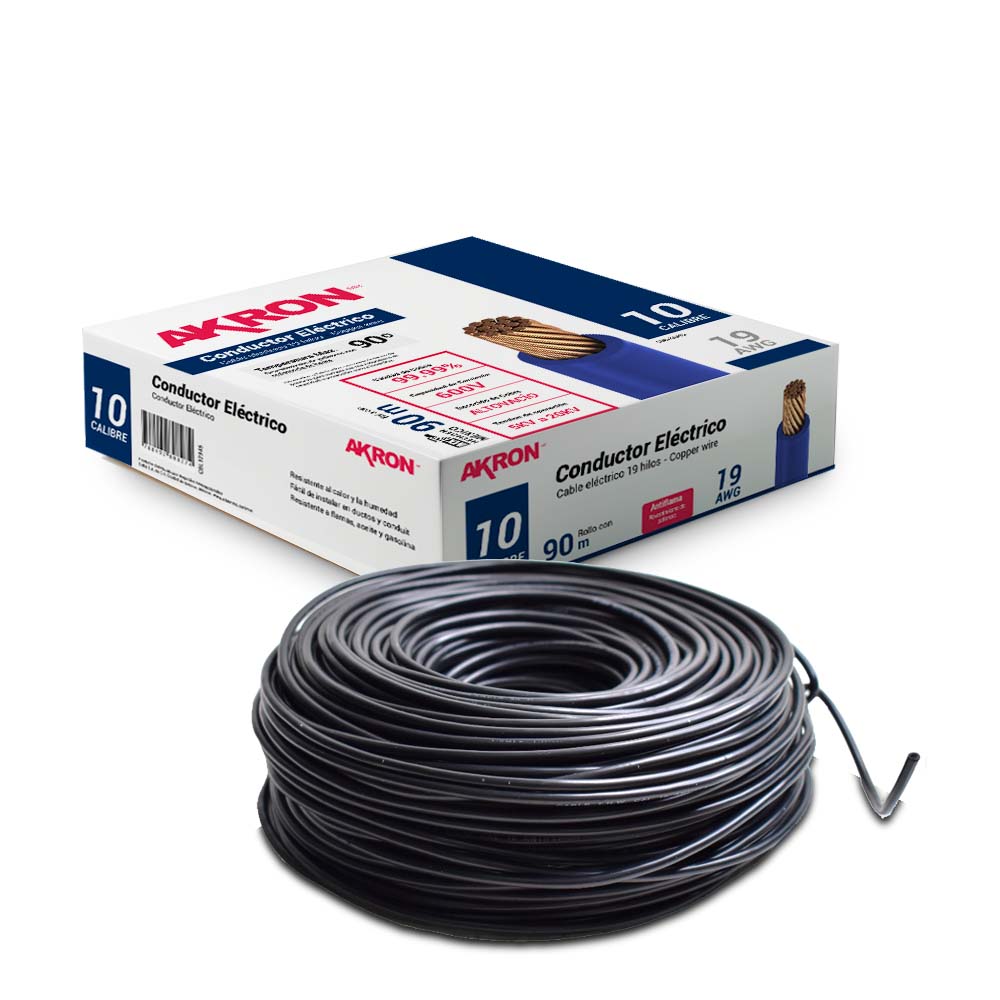Foto 2 pulgar | Cable De Cobre Akron Calibre 10 90mts Negro