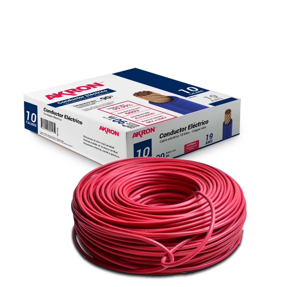 Foto 2 pulgar | Cable De Cobre Akron Calibre 10 90mts Rojo