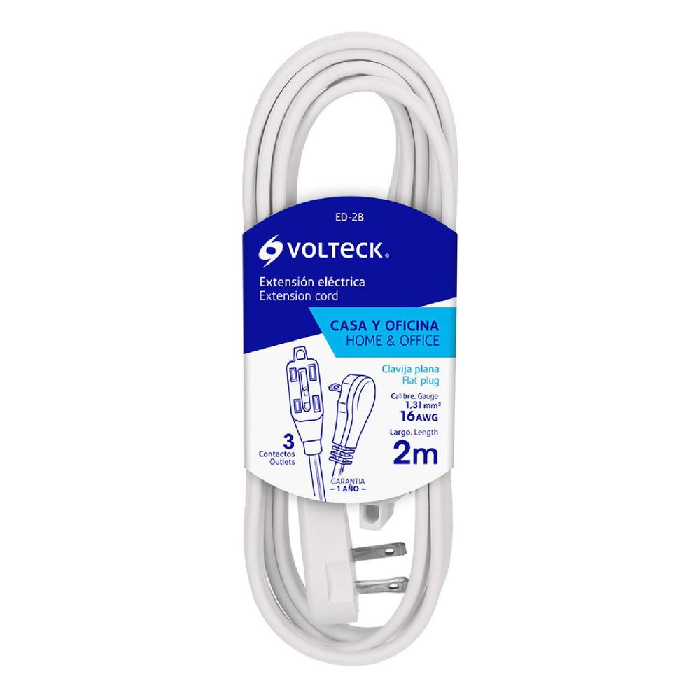 Extensión Eléctrica Doméstica Volteck 2 m Blanco