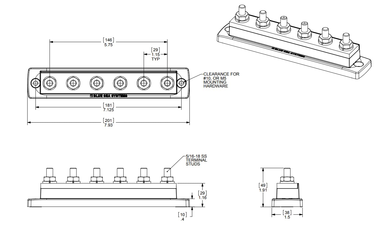 Foto 3 pulgar | Busbar Blue Sea Systems 2126 250a Maxibus Con 6 Pernos - Venta Internacional.